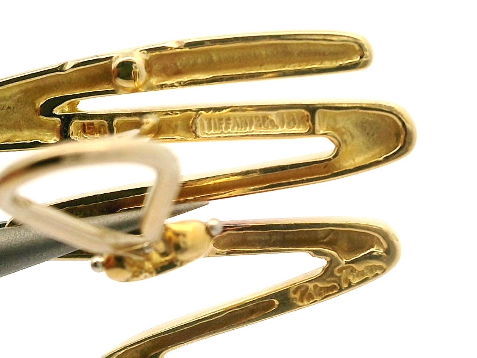 Tiffany & Co. Paloma Picasso 18k Gold Platinum 0.15ctw Diamond Zig Zag Earrings For Sale 3