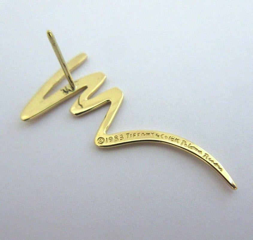 TIFFANY & Co. Paloma Picasso 18K Gold Scribble Earrings 2