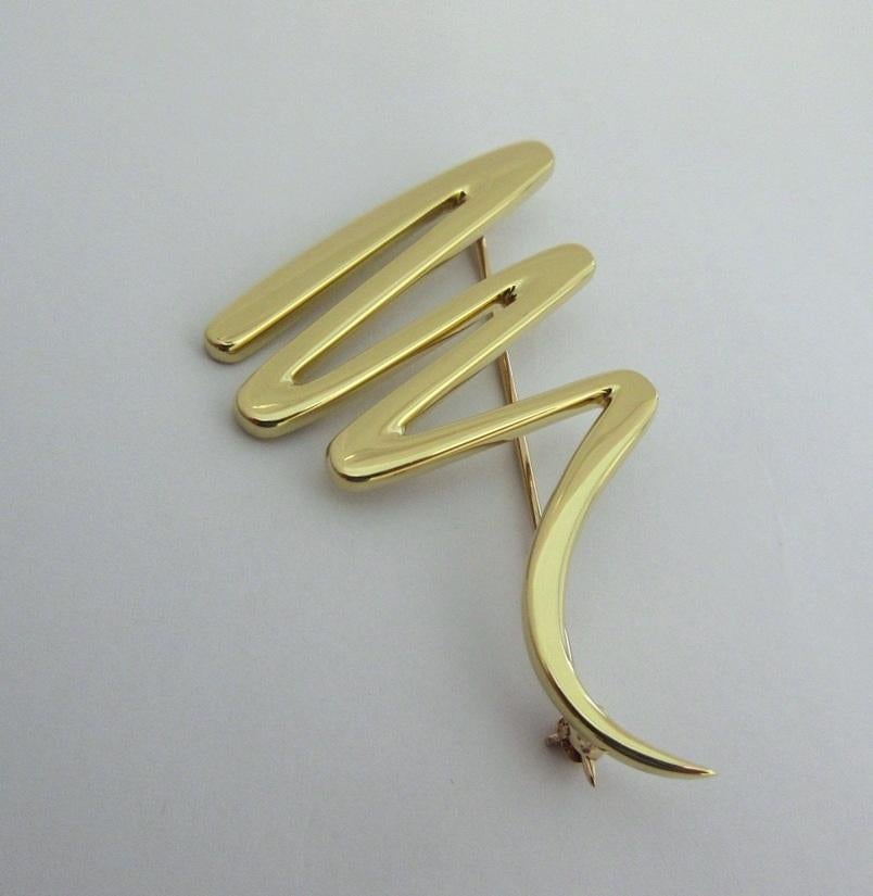 TIFFANY & Co. Paloma Picasso 18K Gold Scribble Pin Brooch  For Sale 1