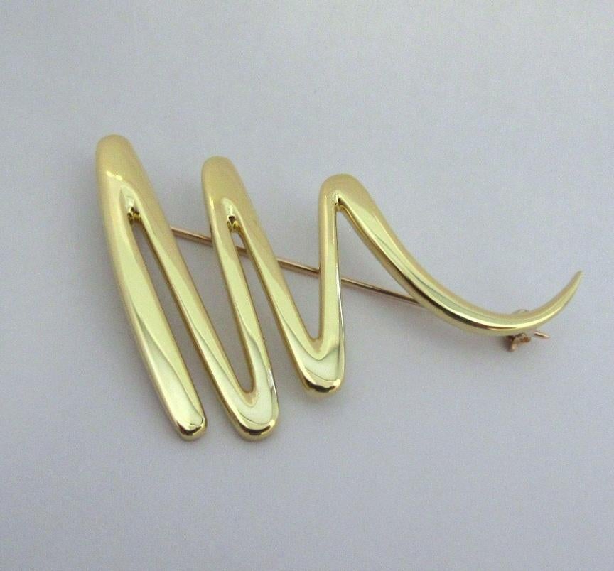 TIFFANY & Co. Paloma Picasso 18K Gold Scribble Pin Brooch  For Sale 2