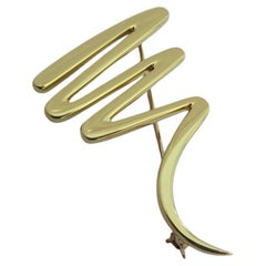 Retro TIFFANY & Co. Paloma Picasso 18K Gold Scribble Pin Brooch 