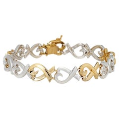 TIFFANY & Co. Paloma Picasso 18K Gold Sterling Silver Loving Heart Link Bracelet
