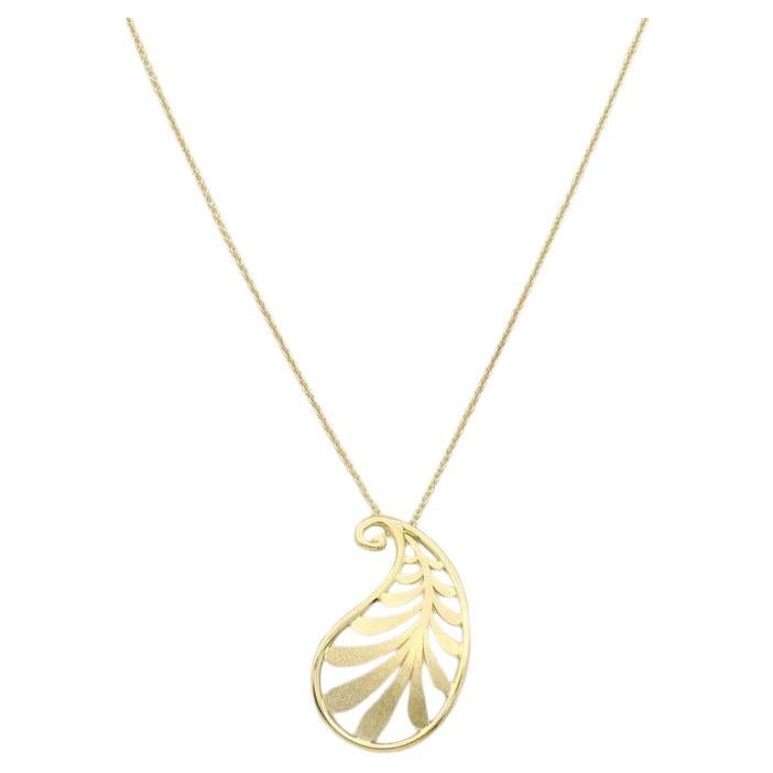 TIFFANY 
Co. Paloma Picasso 18K Gold Villa Palm Leaf Pendant Necklace in vendita