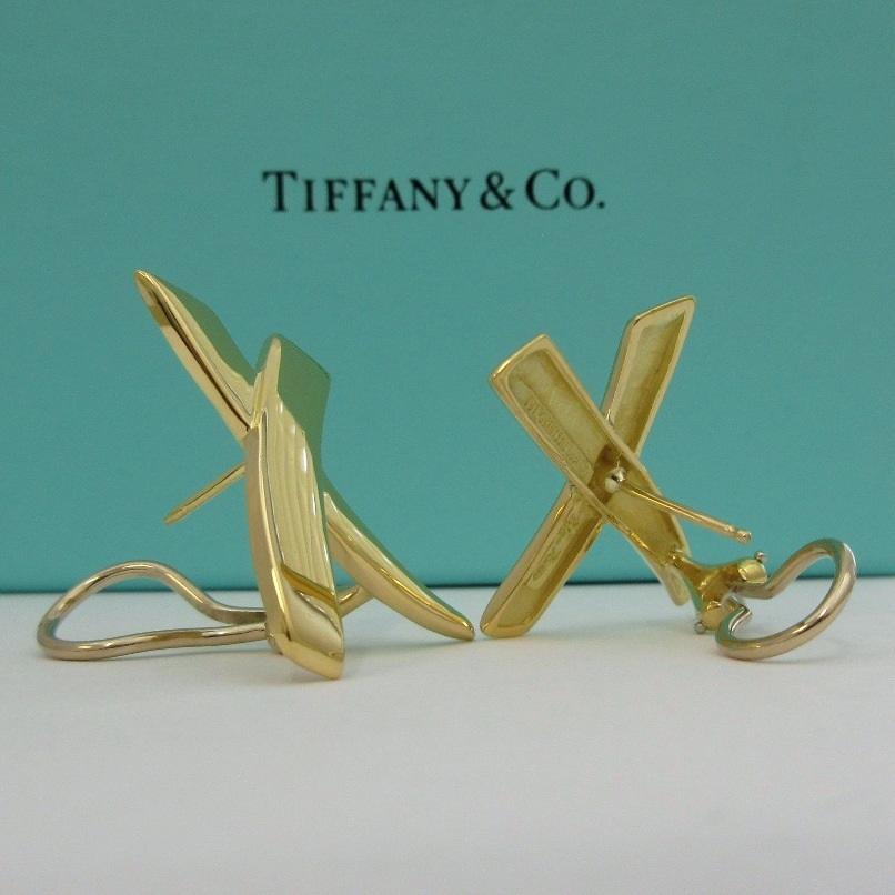 Women's TIFFANY & Co. Paloma Picasso 18K Gold X Earrings Extra Large For Sale