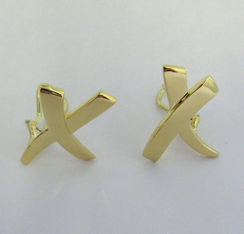 TIFFANY & Co. Paloma Picasso 18K Gold X Earrings Large In Excellent Condition For Sale In Los Angeles, CA