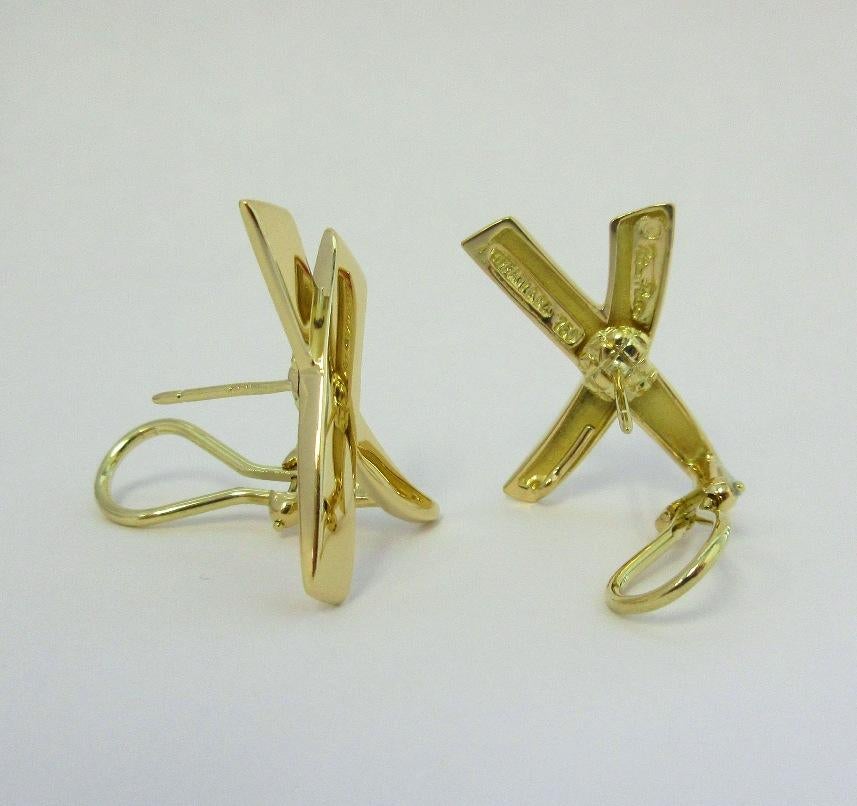 Women's TIFFANY & Co. Paloma Picasso 18K Gold X Earrings Large For Sale