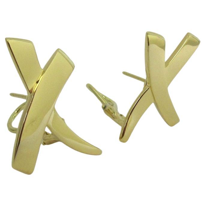 TIFFANY & Co. Paloma Picasso 18K Gold X Earrings Large For Sale