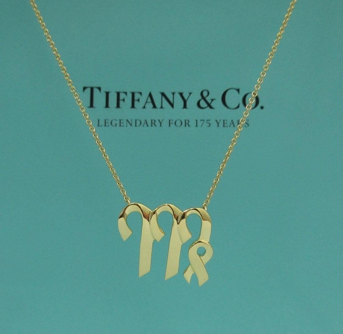 TIFFANY & Co. Paloma Picasso 18K Gold Zodiac Virgo Pendant Necklace 

Metal: 18K Yellow Gold 
Weight: 5.10 grams
Chain: 16