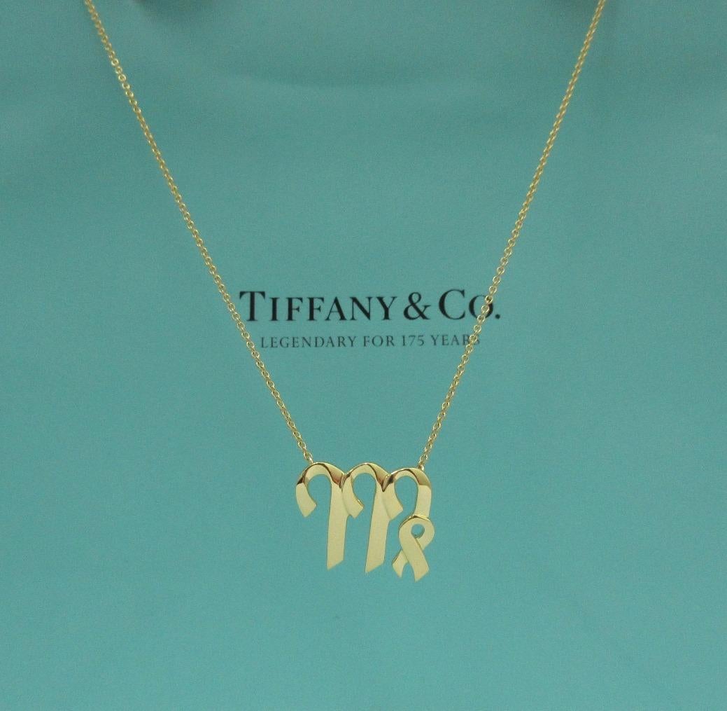 TIFFANY & Co. Paloma Picasso 18K Gold Zodiac Virgo Pendant Necklace In Excellent Condition For Sale In Los Angeles, CA
