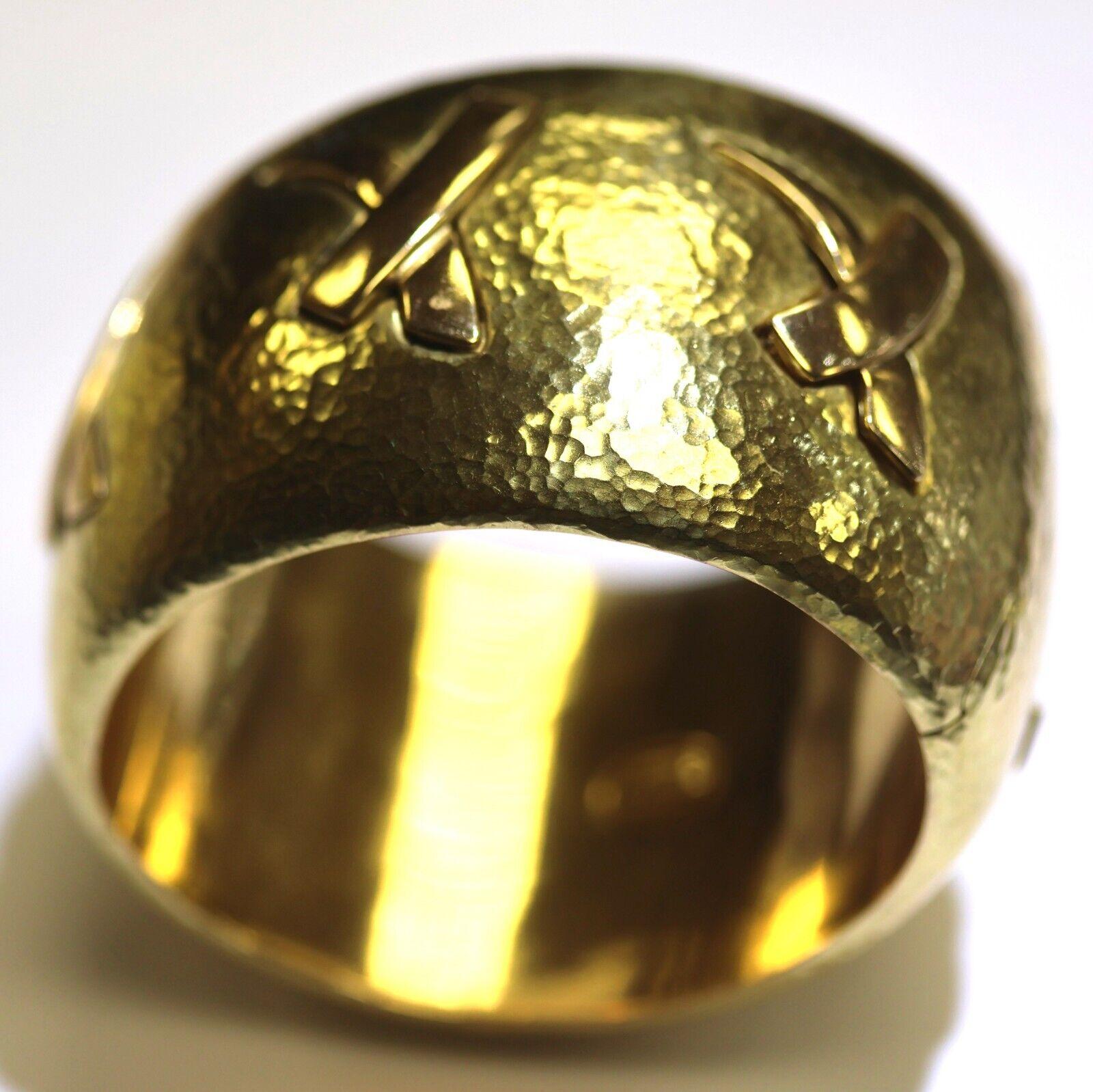 TIFFANY & CO. PALOMA PICASSO 18k Hammered Yellow Gold X Cuff Bracelet 1990 Rare 7