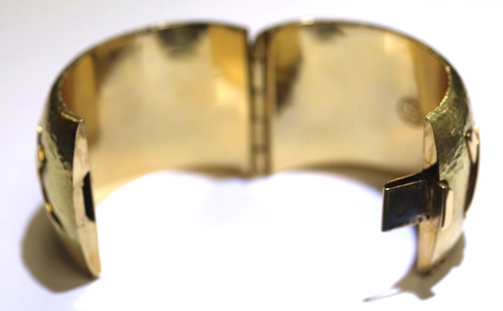 TIFFANY & CO. PALOMA PICASSO 18k Hammered Yellow Gold X Cuff Bracelet 1990 Rare 4