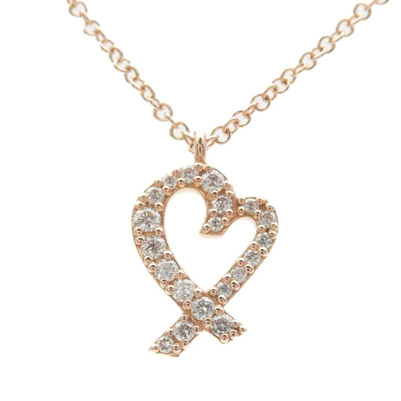 TIFFANY & Co. 18K Rose Gold Paloma Picasso Diamant Anhänger Herz Halskette

Metall: 18K Roségold 
Kette: 16