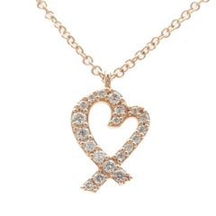 TIFFANY & Co Paloma Picasso 18K Rose Gold Diamond Loving Heart Pendant Necklace