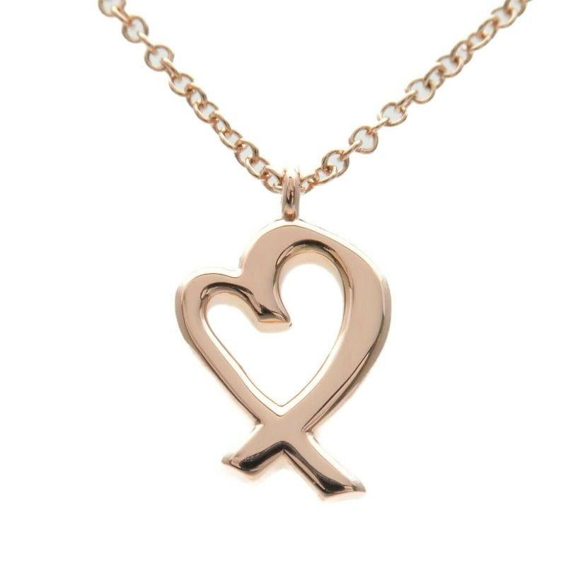 TIFFANY & Co Paloma Picasso 18K Rose Gold Diamond Loving Heart Anhänger Halskette im Zustand „Hervorragend“ im Angebot in Los Angeles, CA