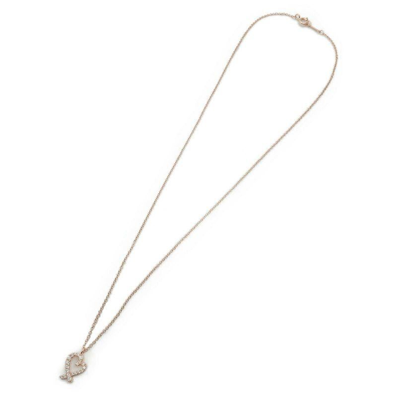 TIFFANY & Co Paloma Picasso 18K Rose Gold Diamond Loving Heart Anhänger Halskette Damen im Angebot