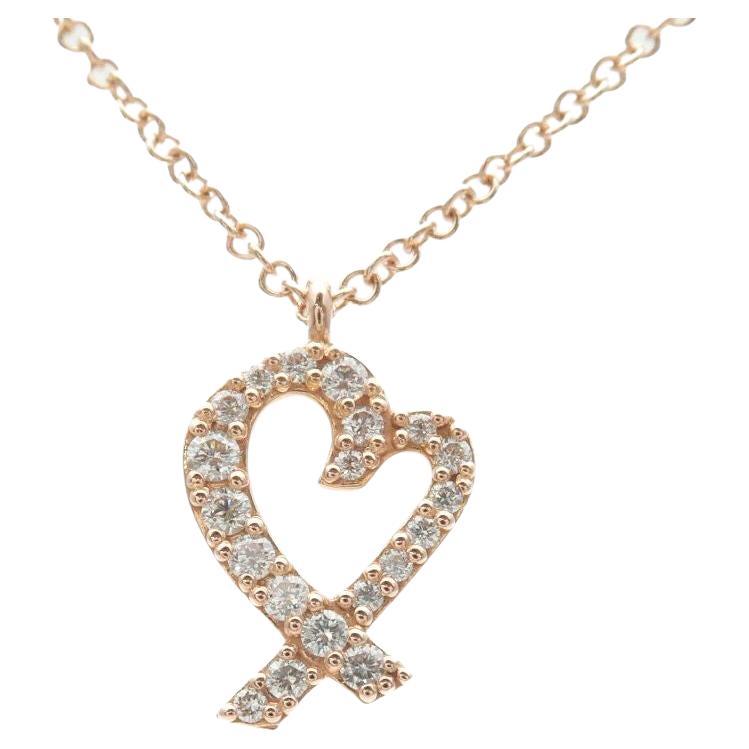 TIFFANY & Co Paloma Picasso 18K Rose Gold Diamond Loving Heart Anhänger Halskette