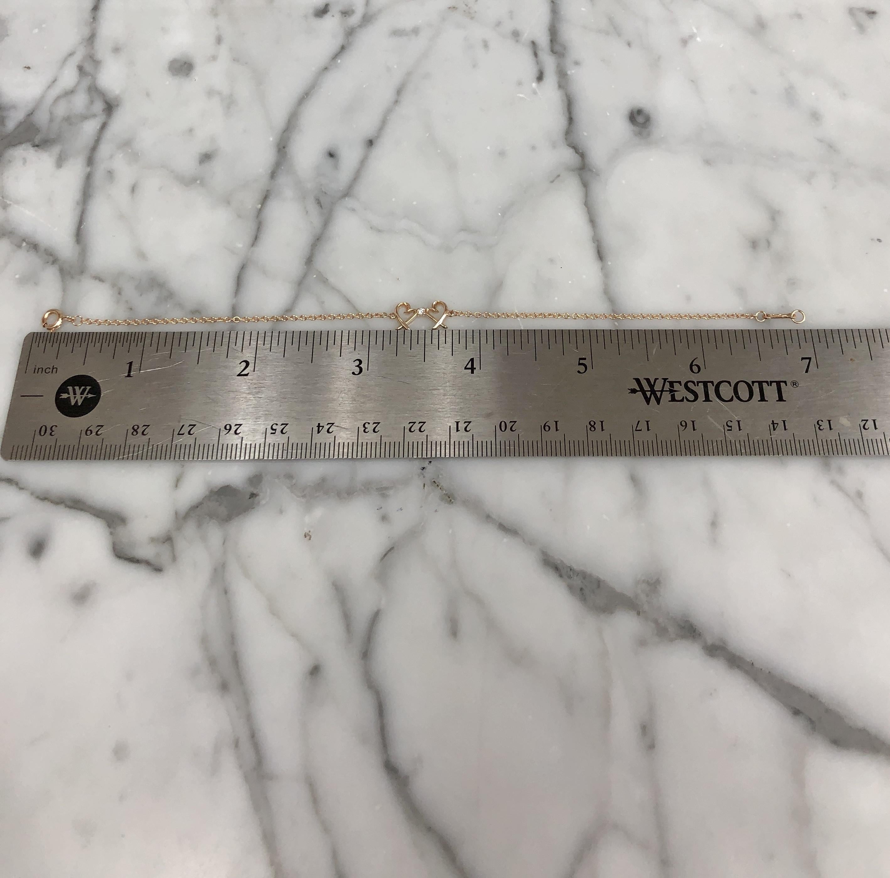 Tiffany & Co. Paloma Picasso 18K Rose Gold Double Loving Heart Bracelet 7