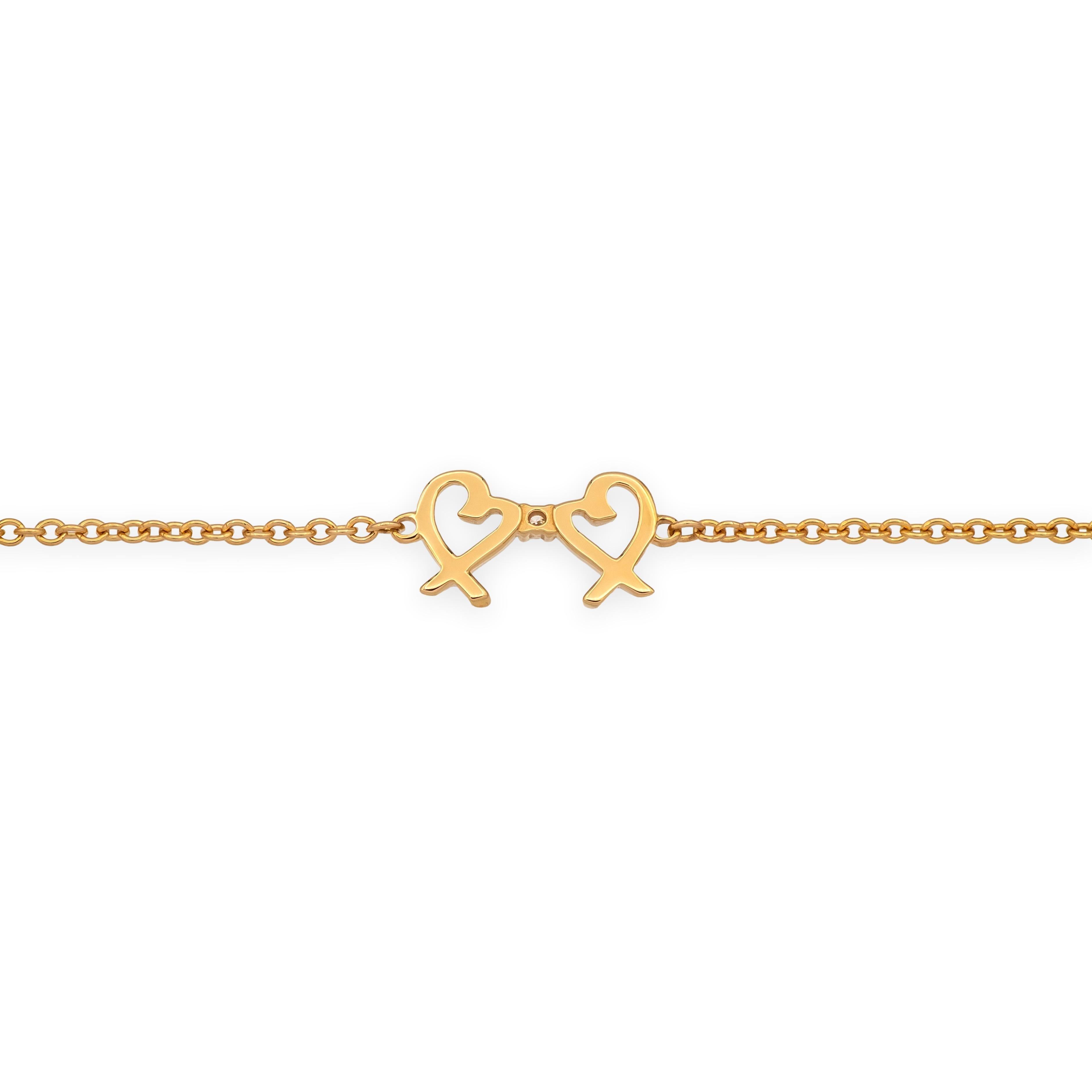 Women's Tiffany & Co. Paloma Picasso 18K Rose Gold Double Loving Heart Bracelet 7