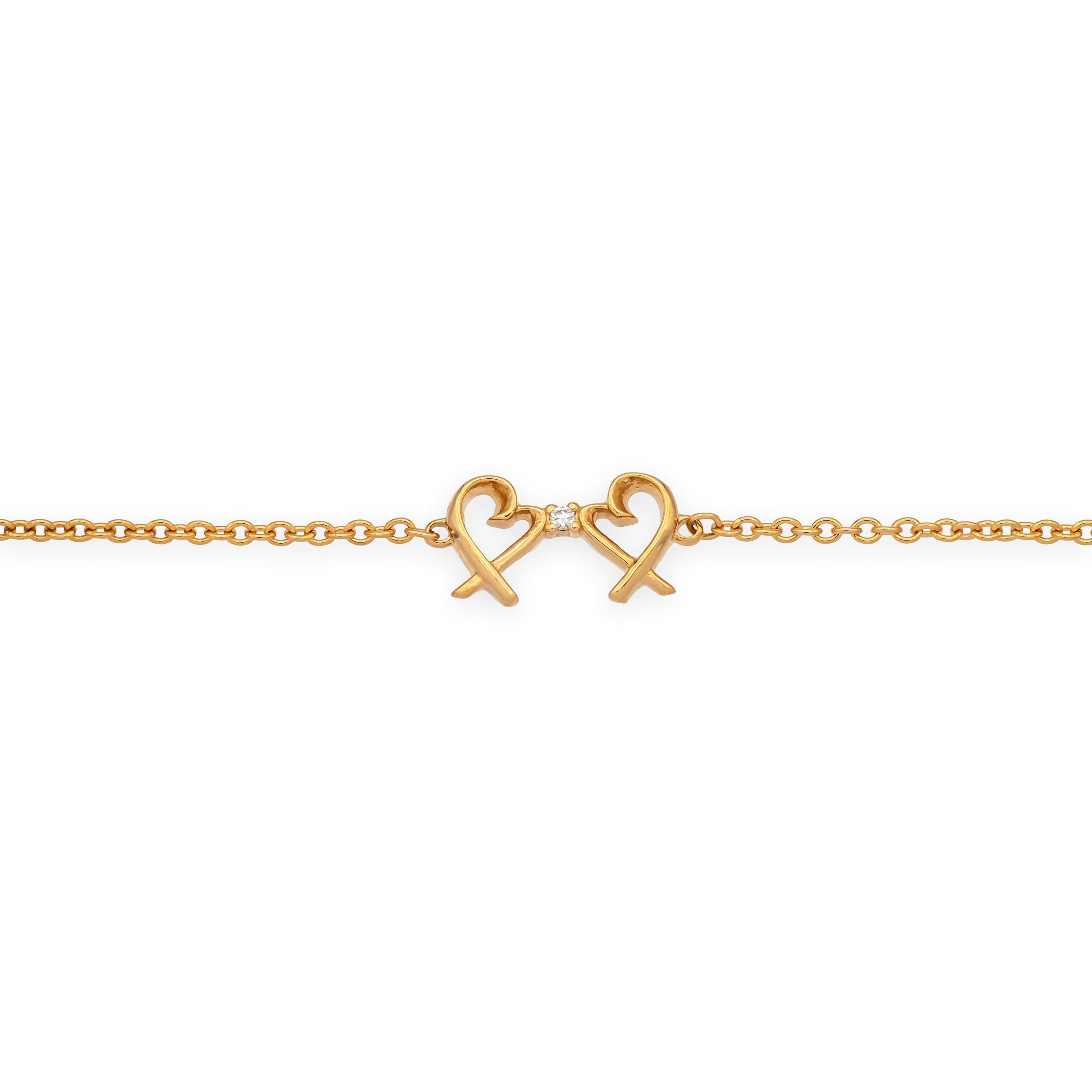 Tiffany & Co. Paloma Picasso 18K Rose Gold Double Loving Heart Bracelet 7