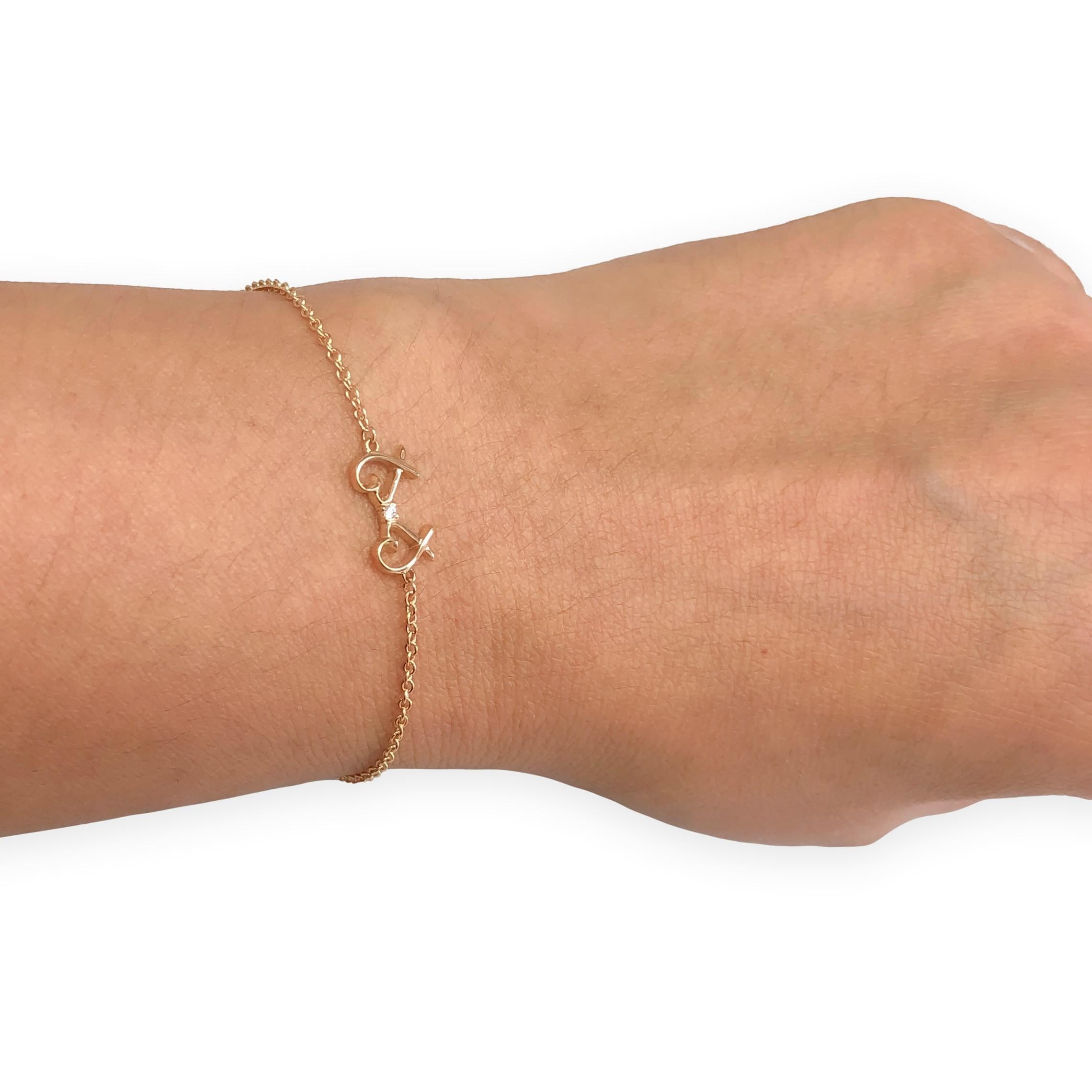 Tiffany & Co. Paloma Picasso 18K Rose Gold Double Loving Heart Bracelet 7