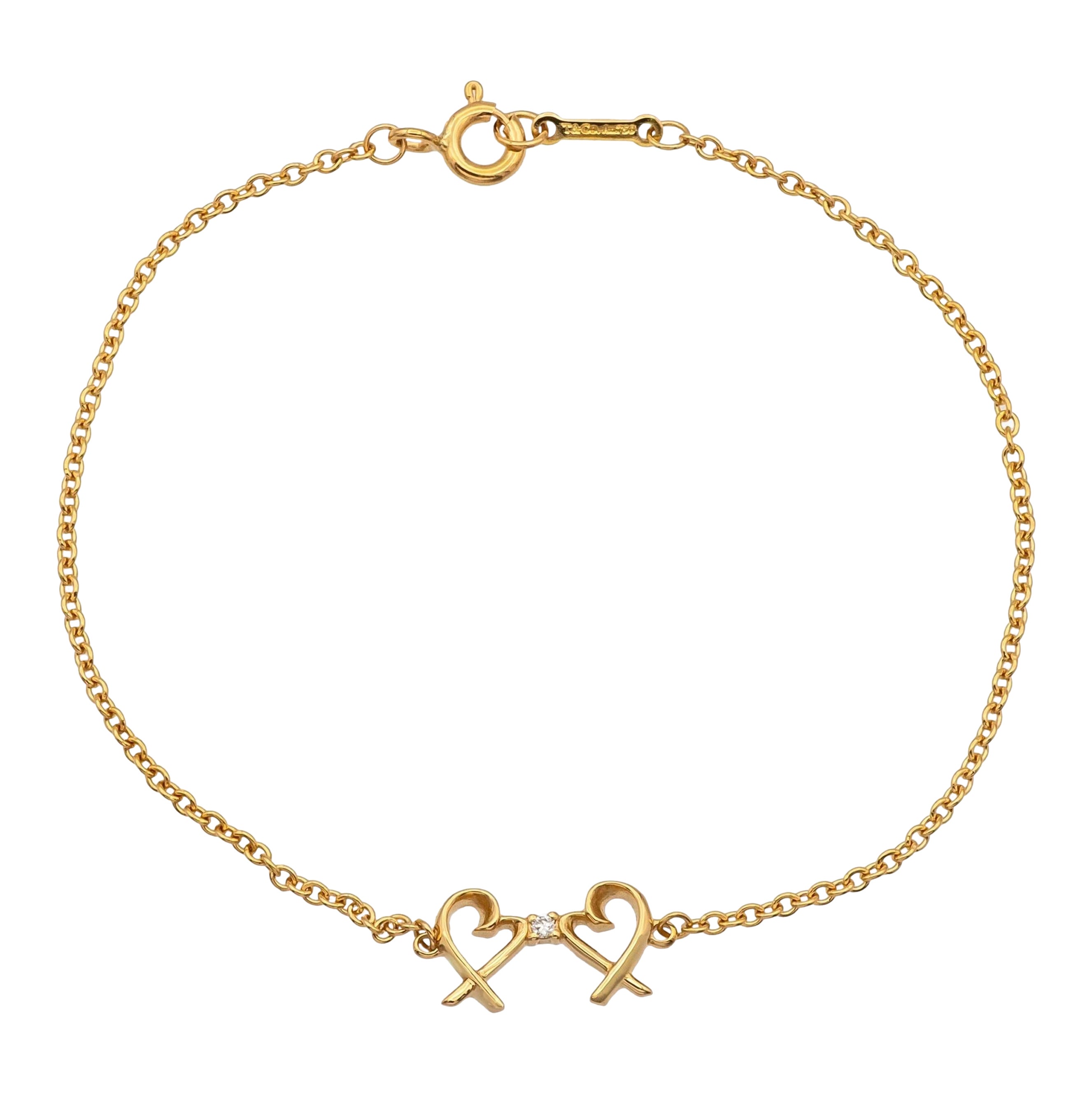Tiffany & Co. Paloma Picasso, bracciale doppio cuore in oro rosa 18 carati, 7". in vendita