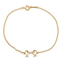 Tiffany & Co. Paloma Picasso 18K Rose Gold Double Loving Heart Bracelet 7"