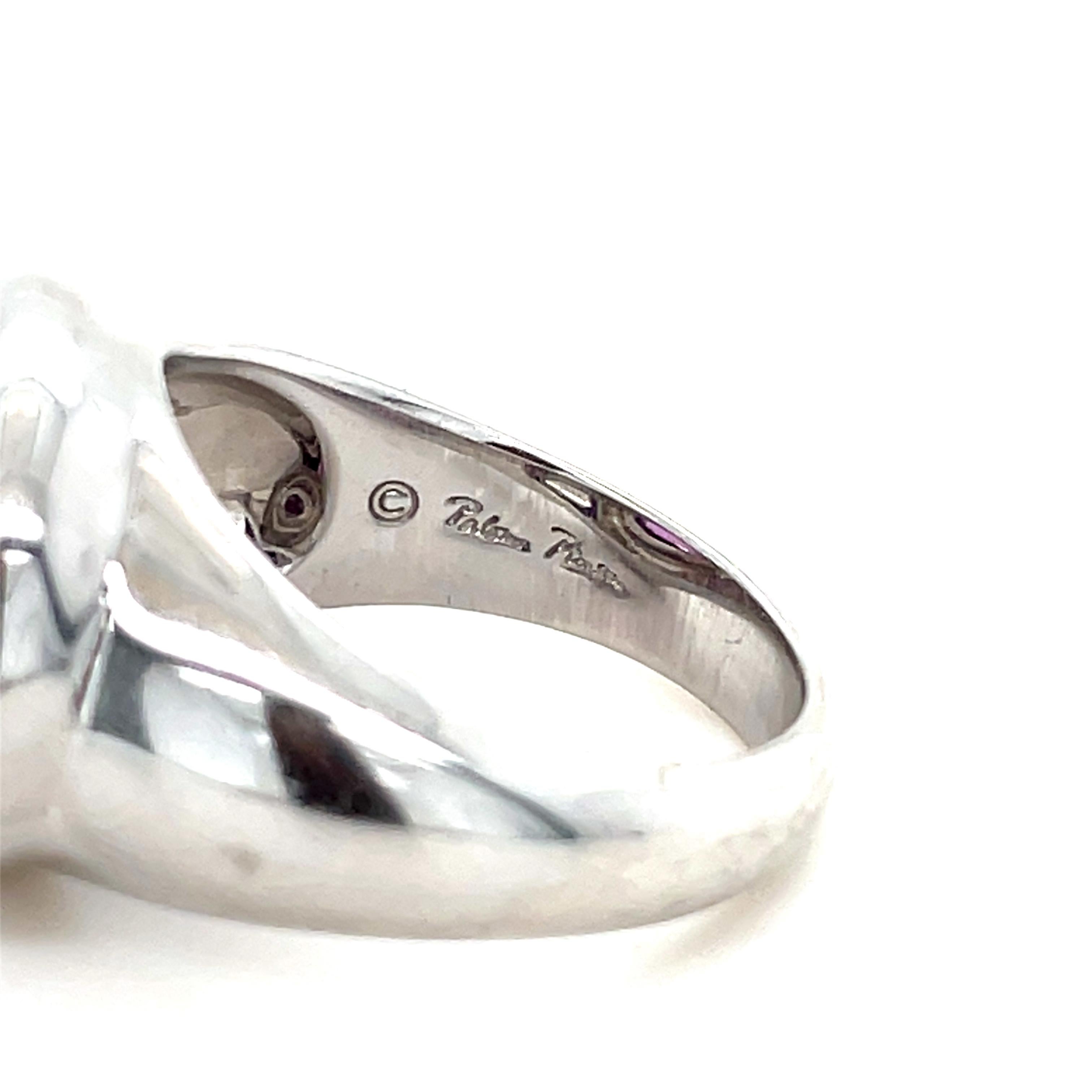 Tiffany & Co., Paloma Picasso, Anillo de oro blanco de 18 quilates y zafiro rosa en Excelente estado para la venta en Chicago, IL