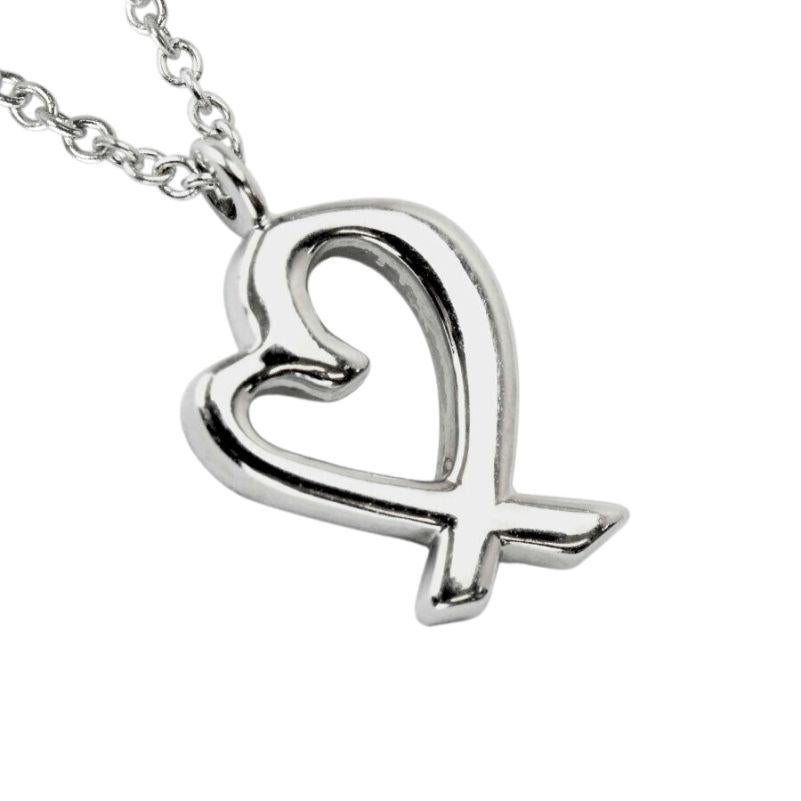 TIFFANY & Co Paloma Picasso for Tiffany & Co. in oro bianco 18 carati, collana con ciondolo a cuore con diamanti In condizioni ottime in vendita a Los Angeles, CA