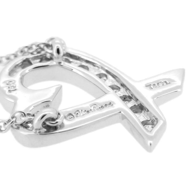 TIFFANY & Co Paloma Picasso Collier pendentif cœurs amoureux en or blanc 18 carats et diamants Pour femmes en vente