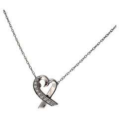 Tiffany & Co Paloma Picasso 18K White Gold Diamond Loving Hearts Necklace #24572