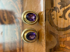 TIFFANY & CO. PALOMA PICASSO 18k Yellow Gold & Amethyst Earrings Vintage 1980s