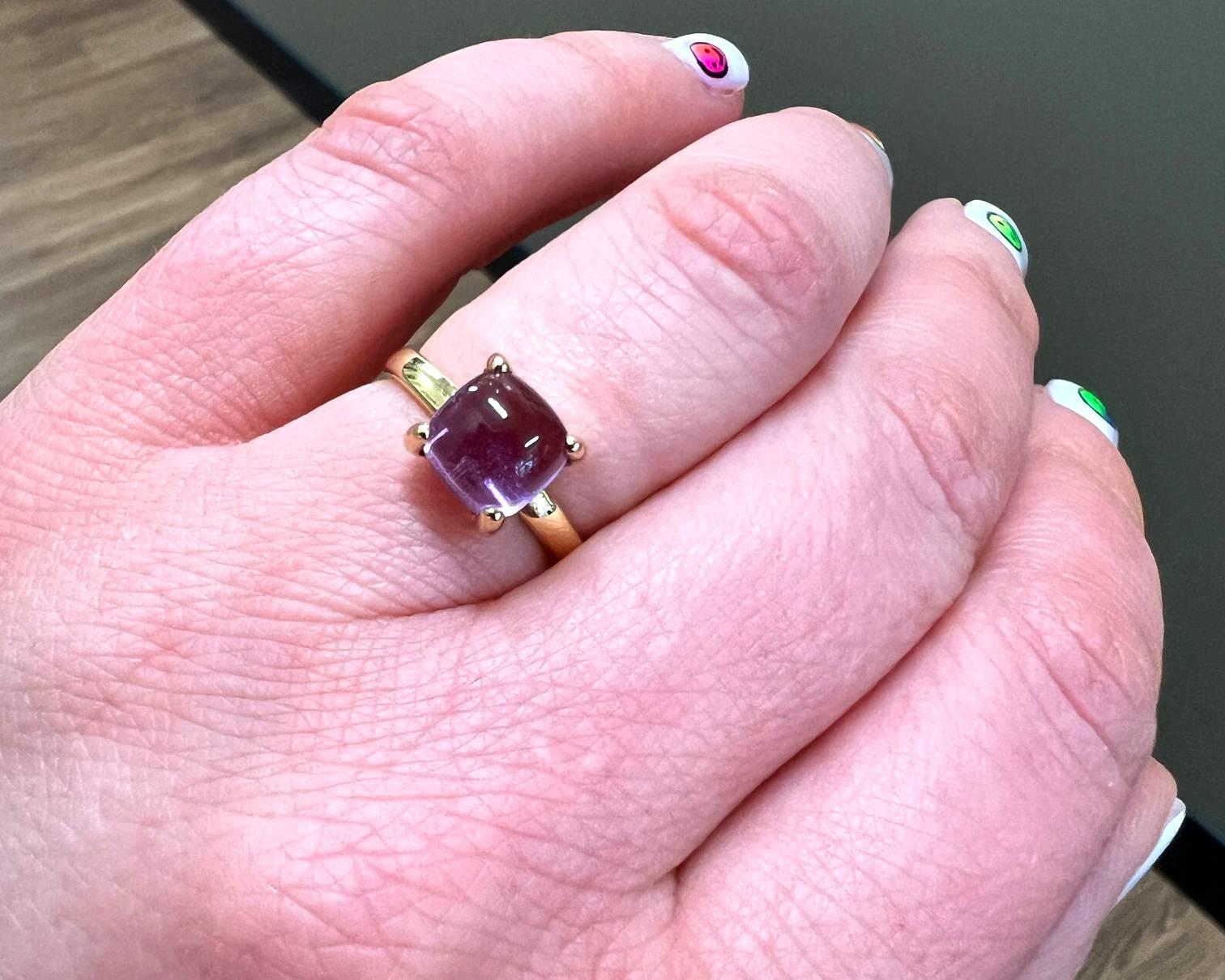 Modern Tiffany & Co. Paloma Picasso 18k Yellow Gold Amethyst Sugar Stacks Ring For Sale