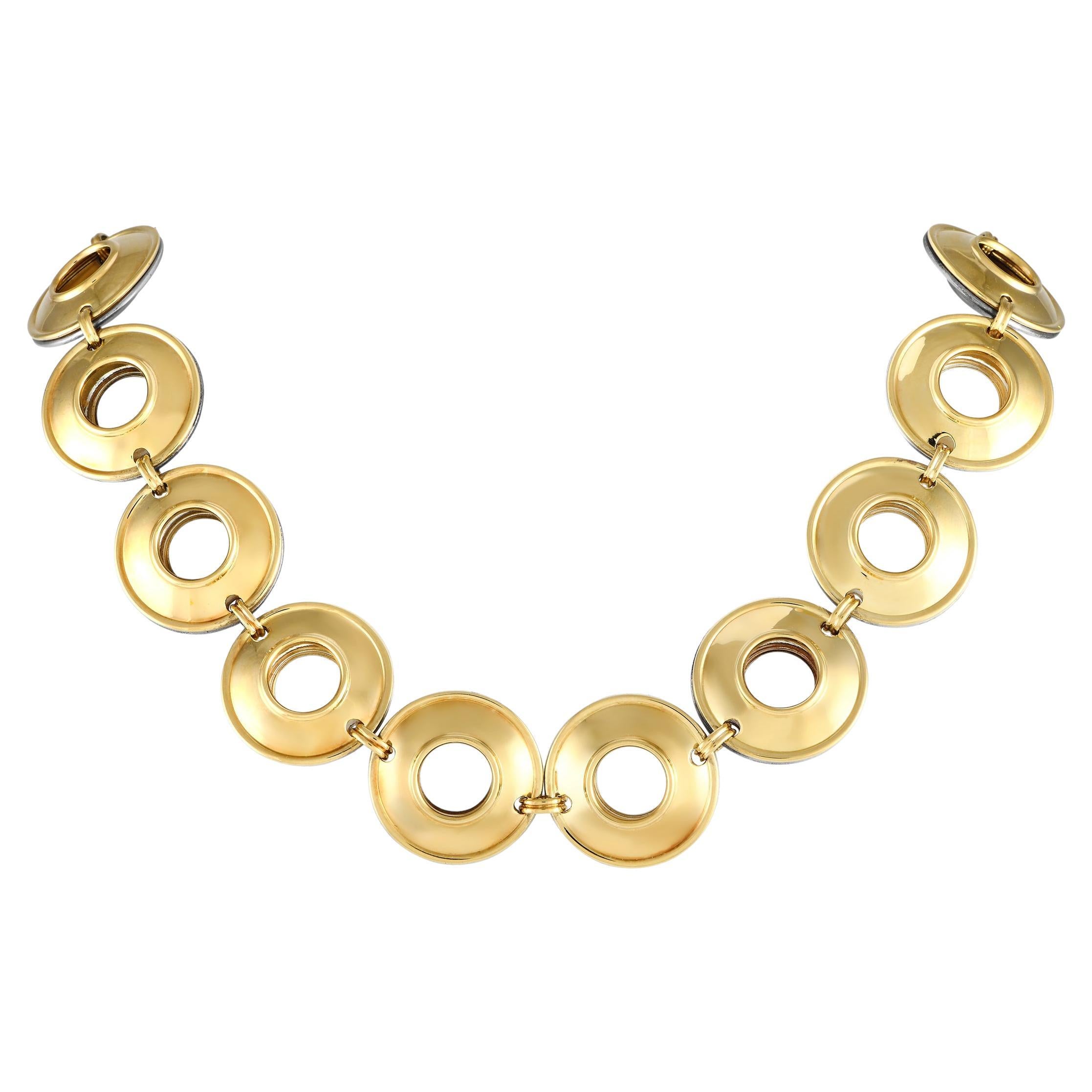 Tiffany & Co. Paloma Picasso Zweiseitige Halskette aus 18 Karat Gelbgold und Silber