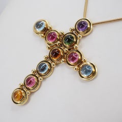 Tiffany & Co. Paloma Picasso 18k Yellow Gold & Gemstone Cross Pendant Necklace