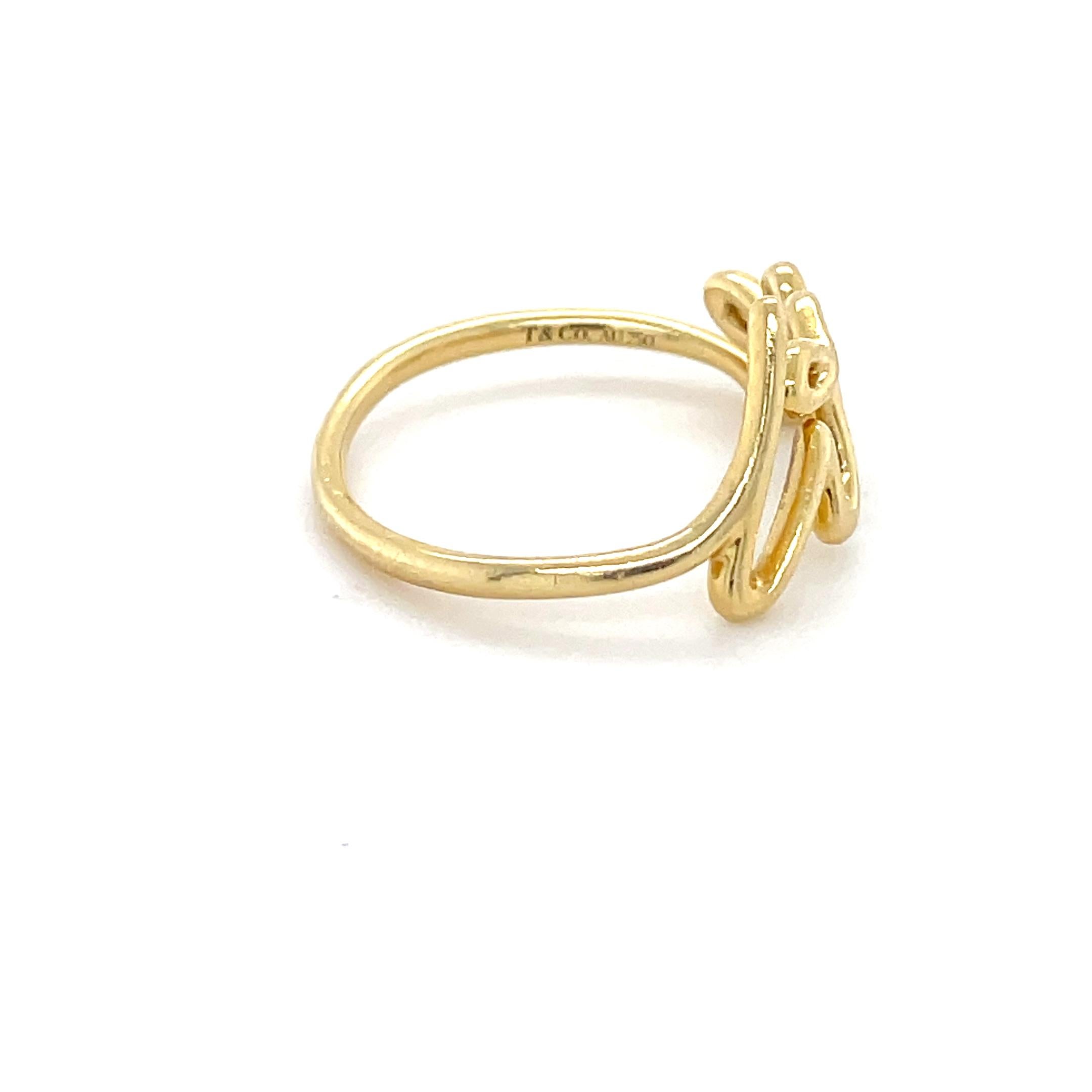 Women's or Men's Tiffany & Co., Paloma Picasso, 18K Yellow Gold Graffiti Love Ring