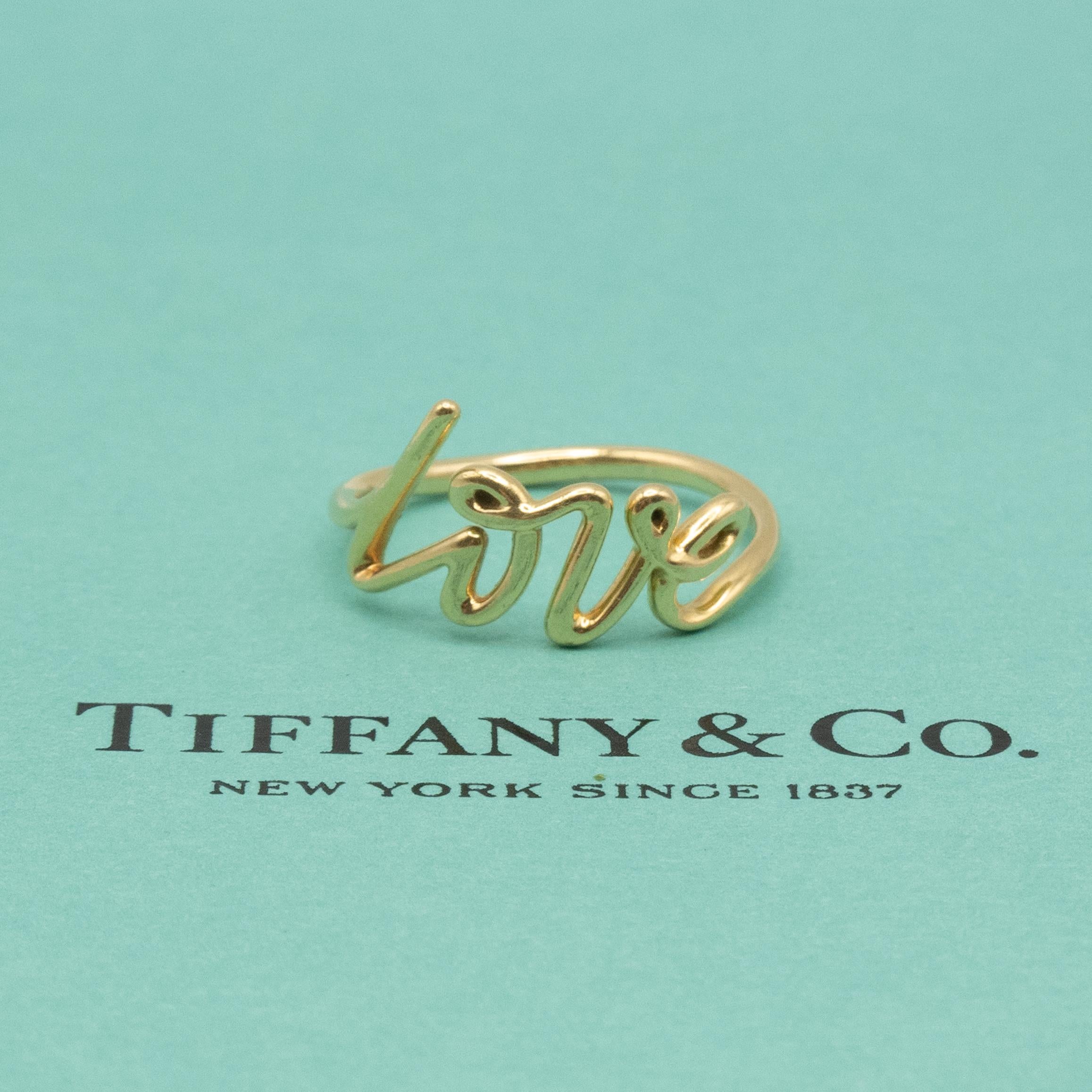 Tiffany & Co. Paloma Picasso Bague Graffiti Love en or jaune 18K Unisexe en vente