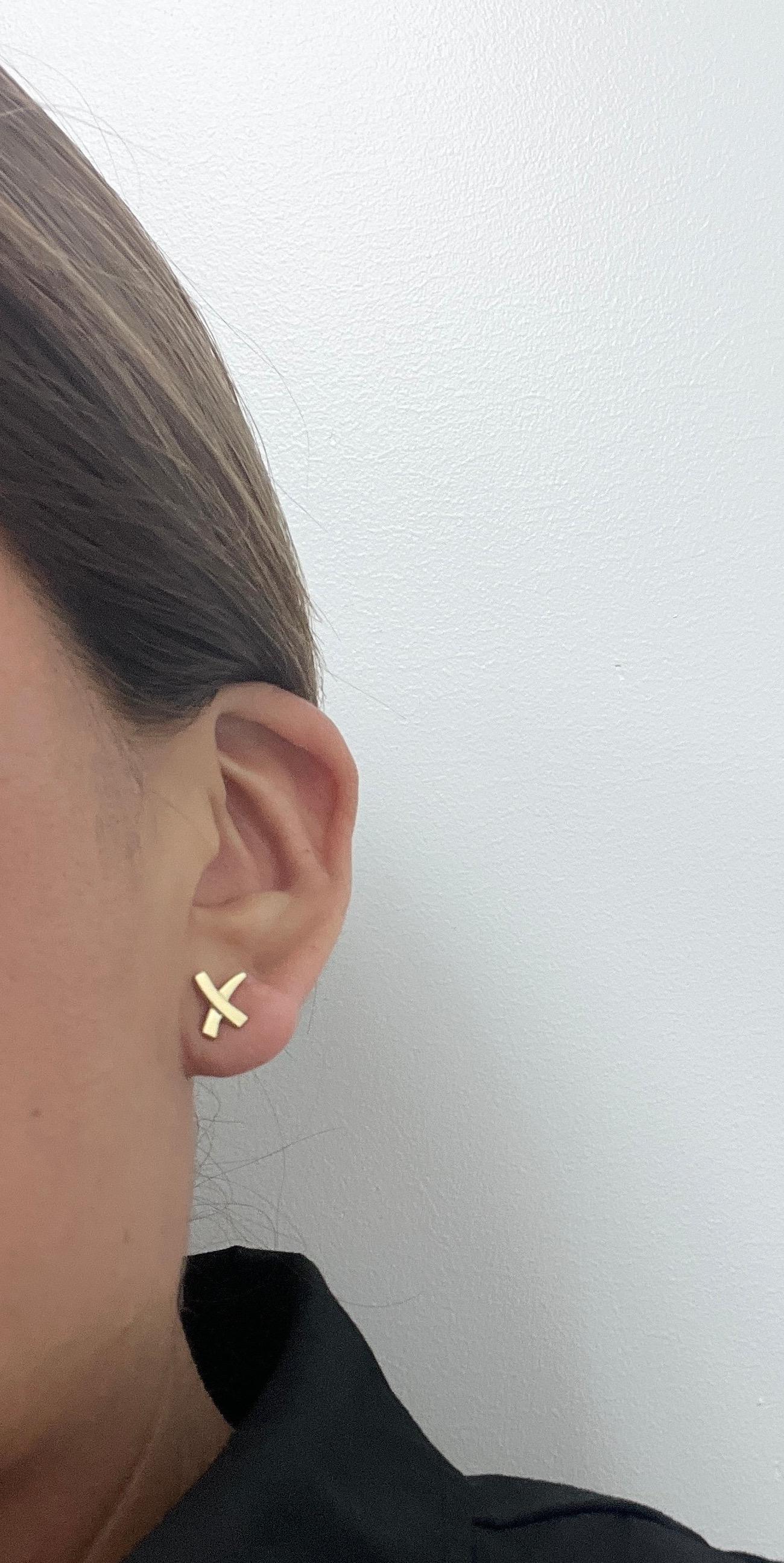 Women's Tiffany & Co. Paloma Picasso 18K Yellow Gold Graffiti Mini X Stud Earrings