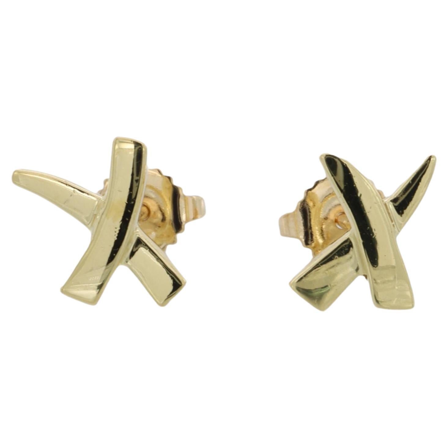 Tiffany & Co. Paloma Picasso 18K Yellow Gold Graffiti Mini X Stud Earrings