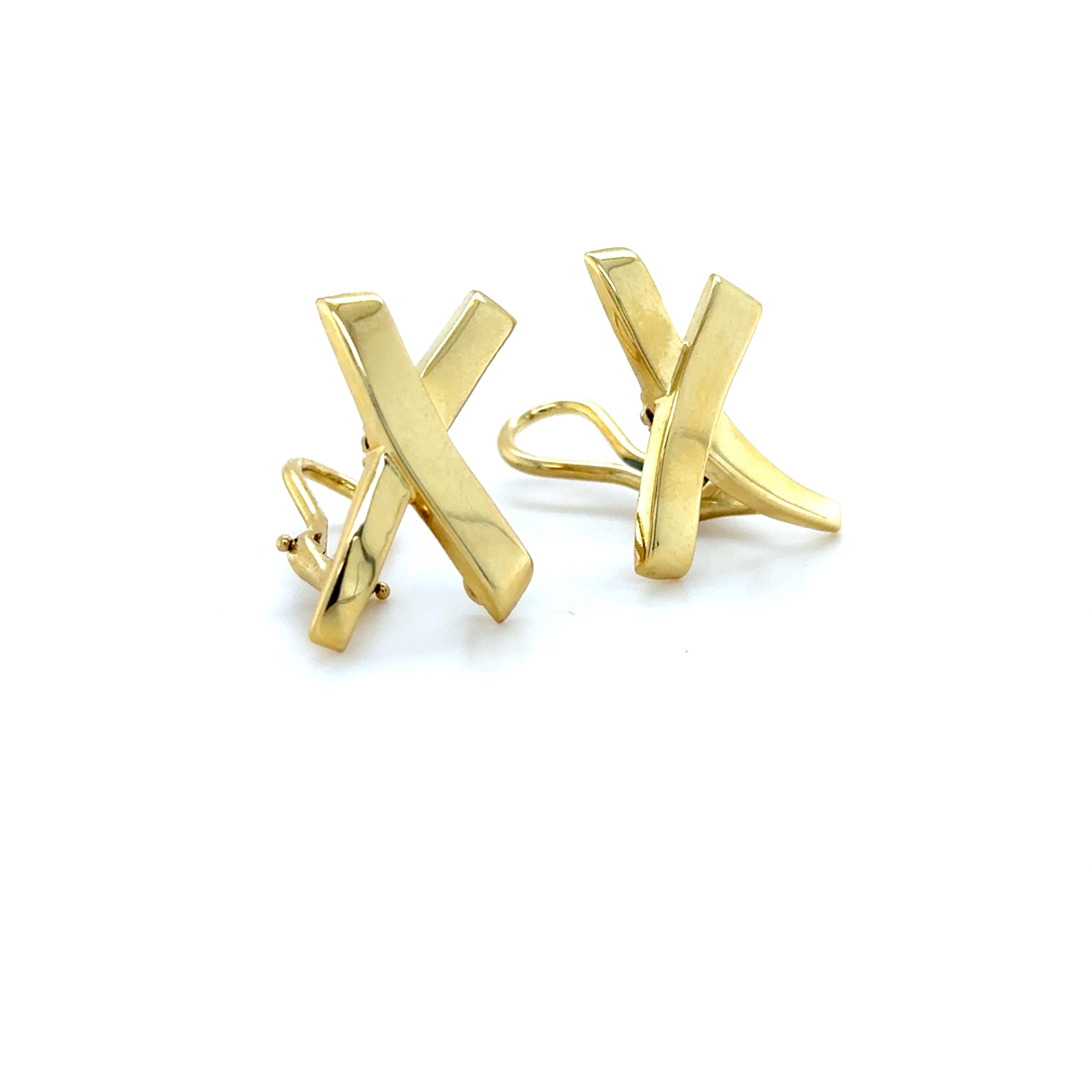 Contemporaneo Tiffany & Co., Paloma Picasso, Orecchini Graffiti X in oro giallo 18 carati in vendita