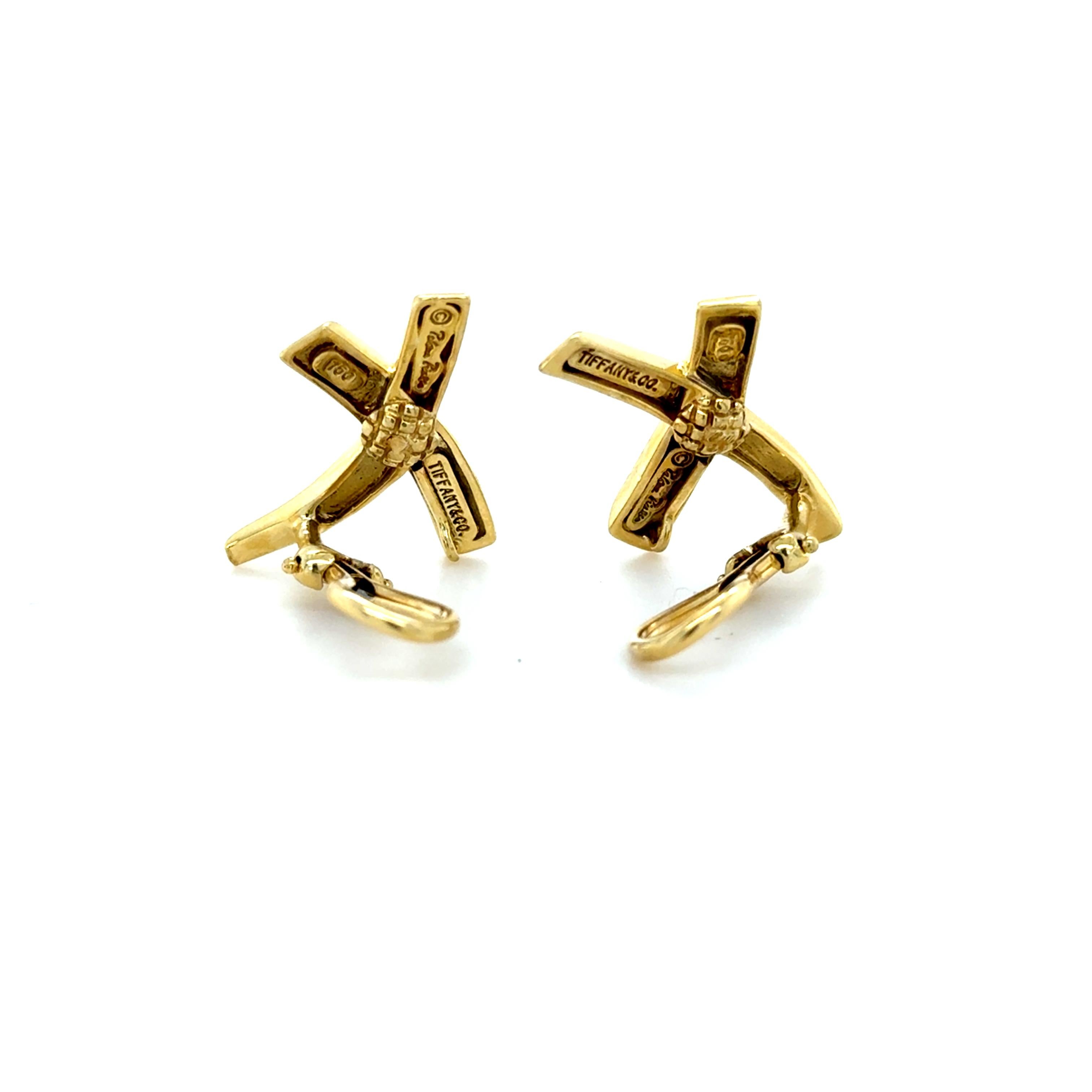 Tiffany & Co., Paloma Picasso, Orecchini Graffiti X in oro giallo 18 carati In condizioni ottime in vendita a Chicago, IL