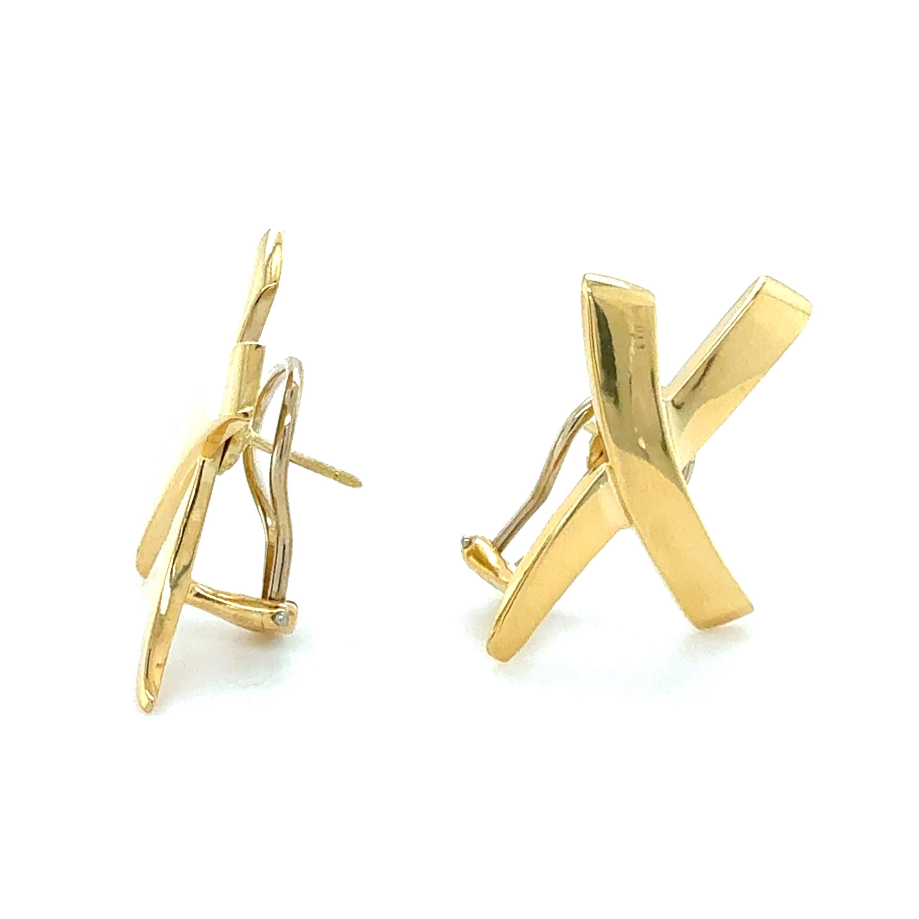 Golding & Co, Paloma Picasso, boucles d'oreilles Graffiti X en or jaune 18 carats Pour femmes en vente