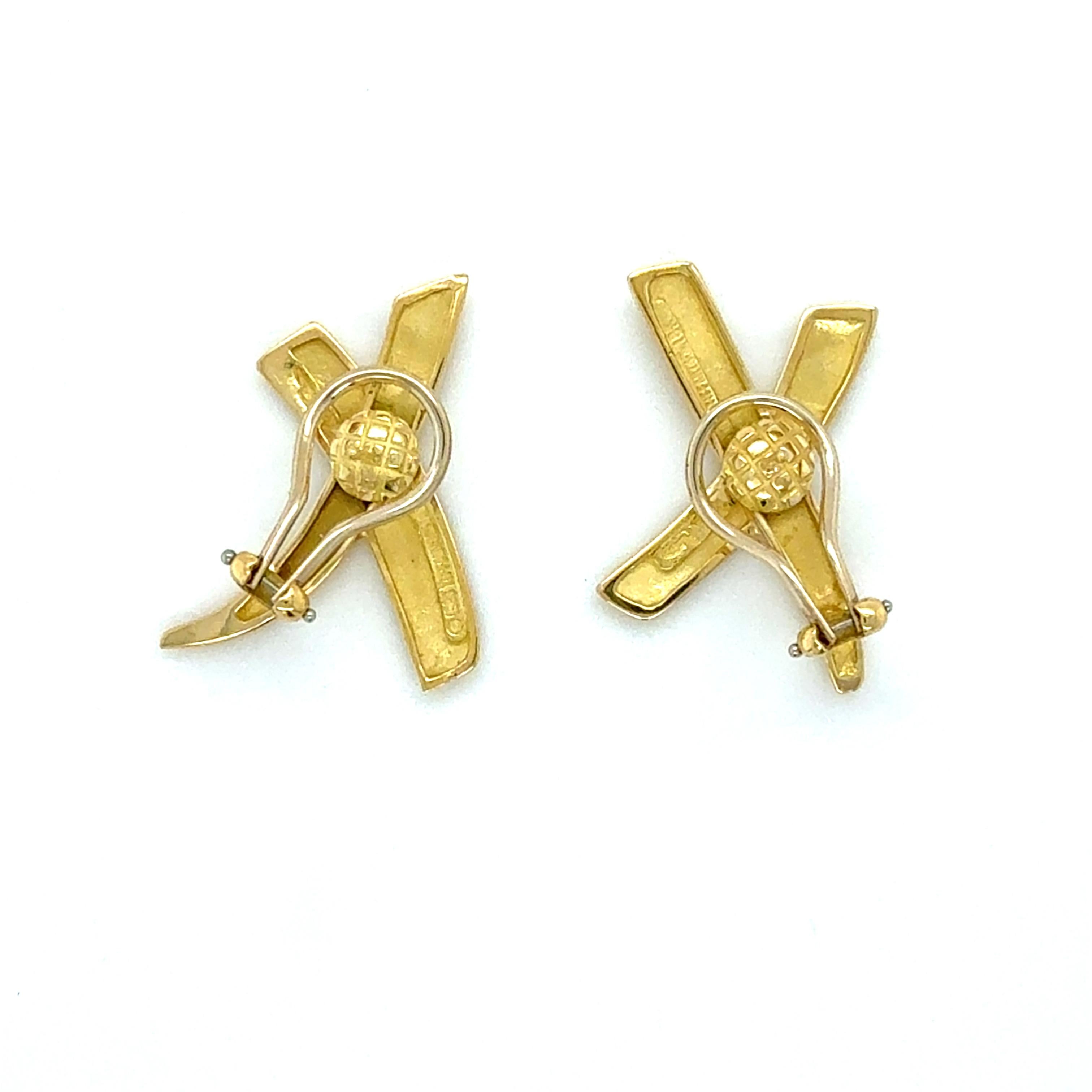 Golding & Co, Paloma Picasso, boucles d'oreilles Graffiti X en or jaune 18 carats en vente 1