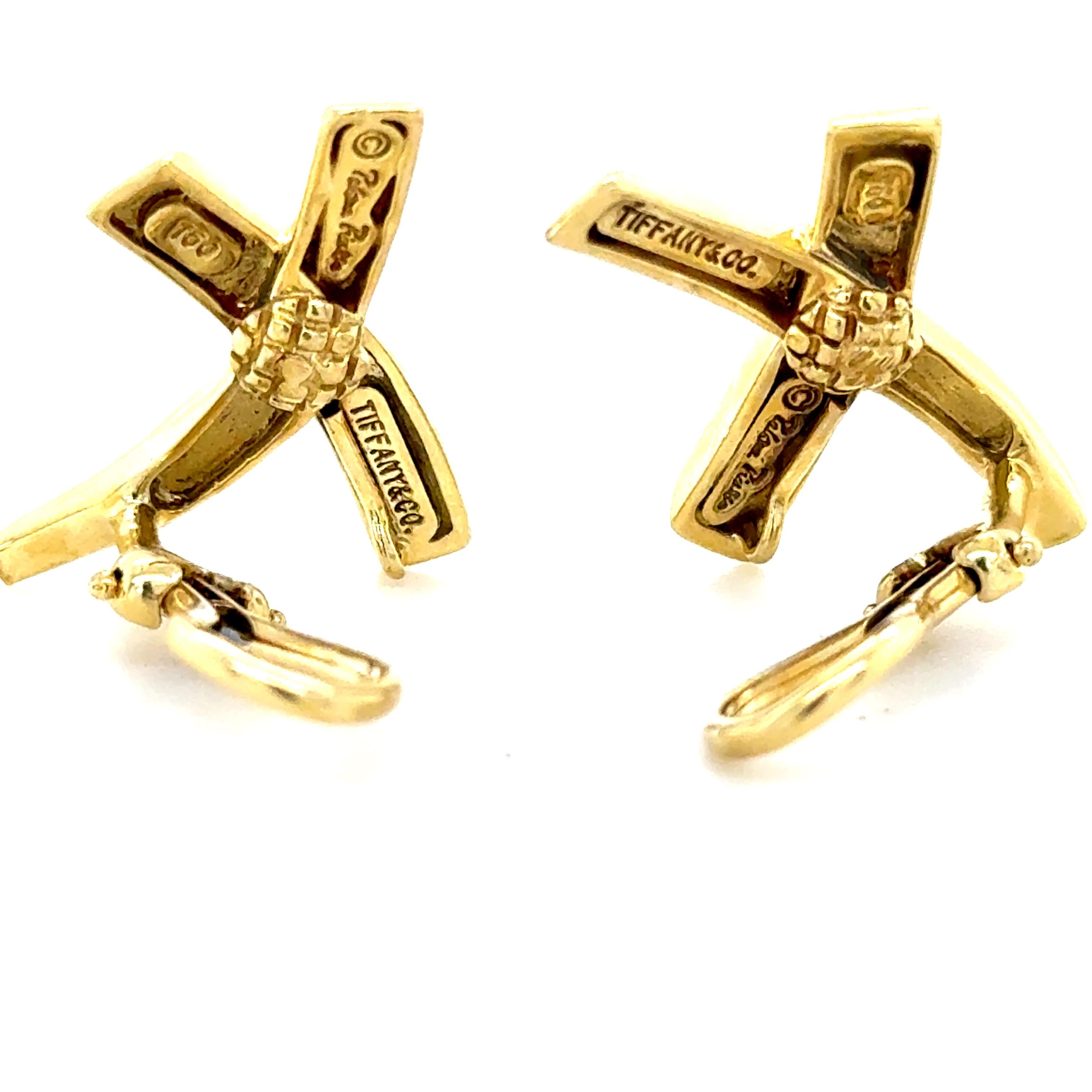 Tiffany & Co., Paloma Picasso, Orecchini Graffiti X in oro giallo 18 carati in vendita 1