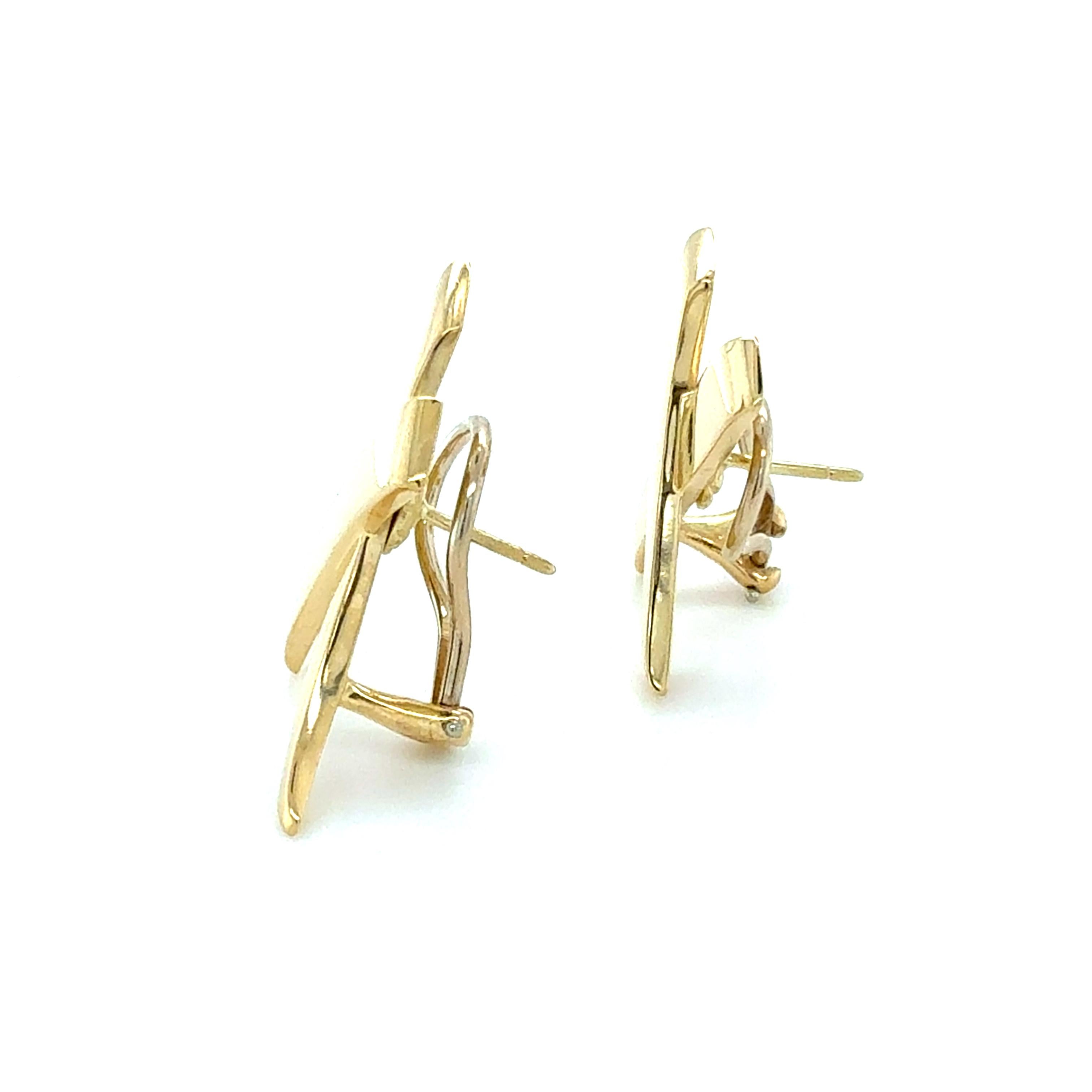 Golding & Co, Paloma Picasso, boucles d'oreilles Graffiti X en or jaune 18 carats en vente 3