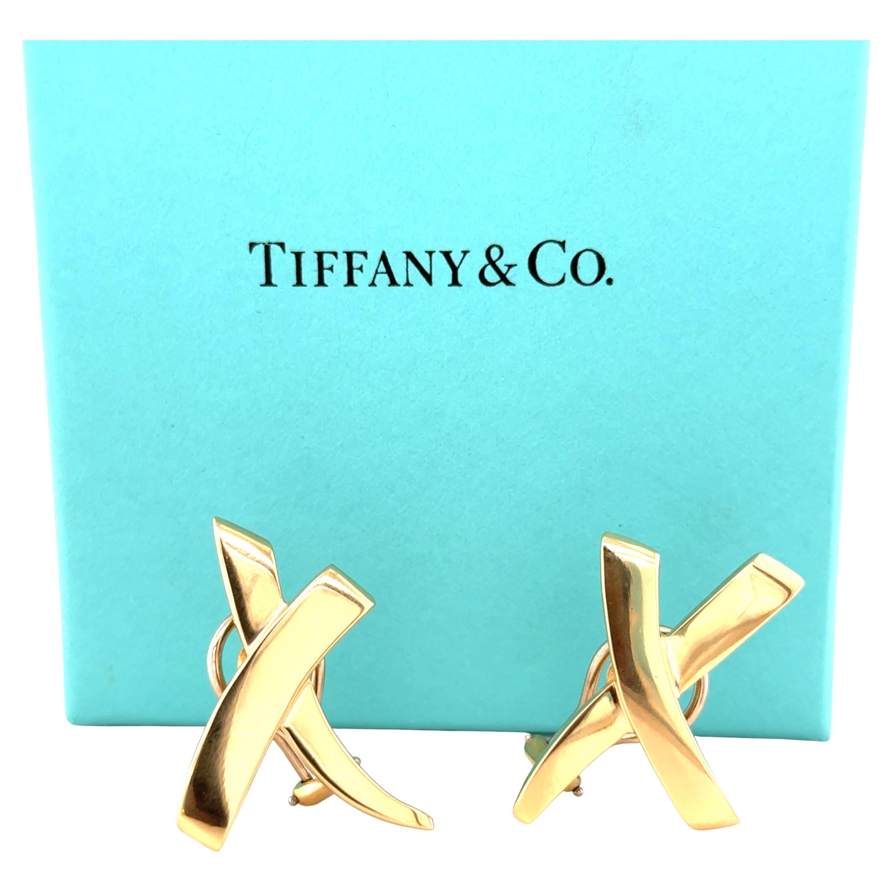 Tiffany & Co., Paloma Picasso, 18K Yellow Gold Graffiti X Earrings