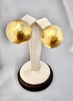 Tiffany & Co. "Paloma Picasso" 18k Yellow Gold Hammered Post & Clip Earrings