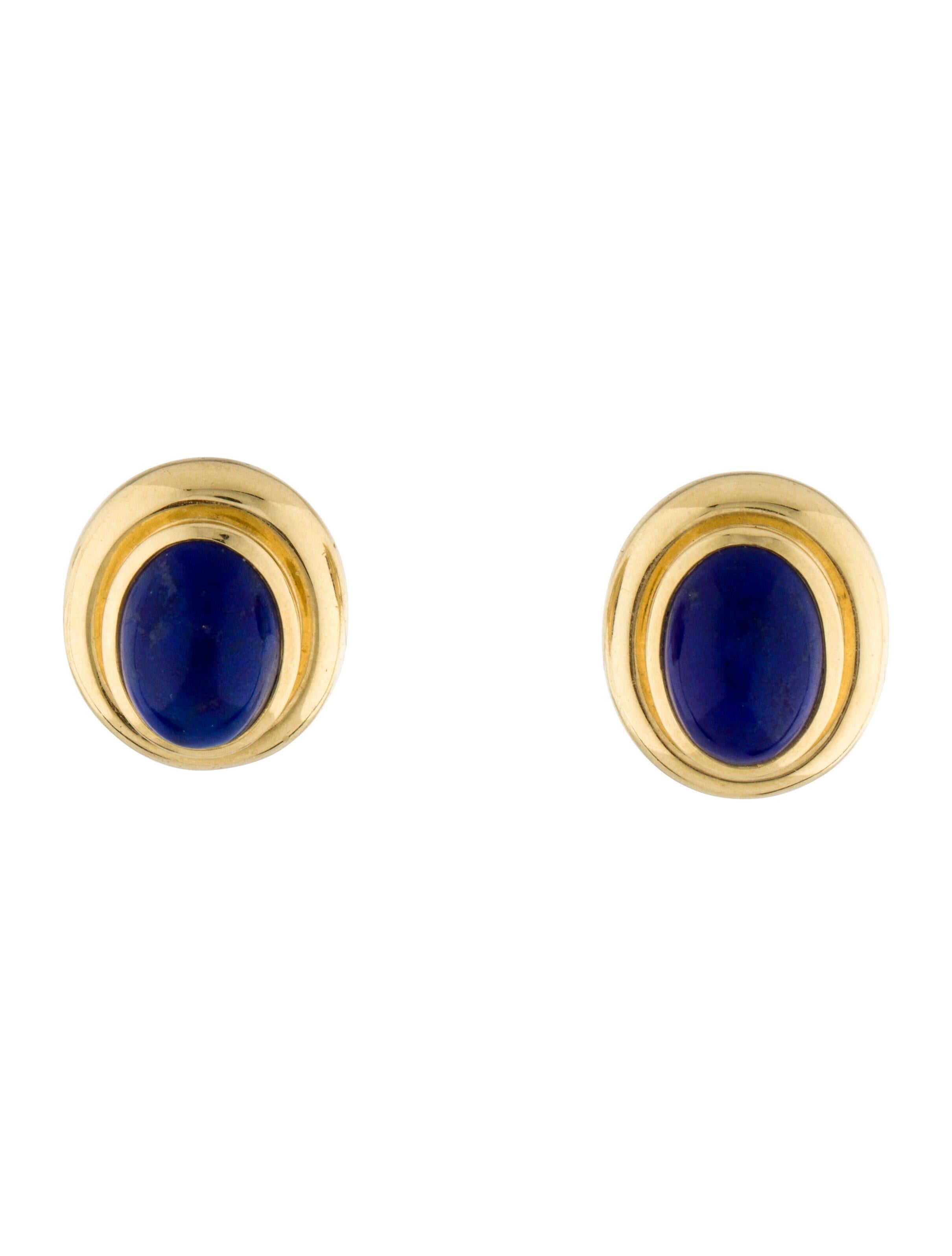 Women's or Men's Tiffany & Co. Paloma Picasso 18k Yellow Gold & Lapis Earrings circa 1988 Vintage For Sale