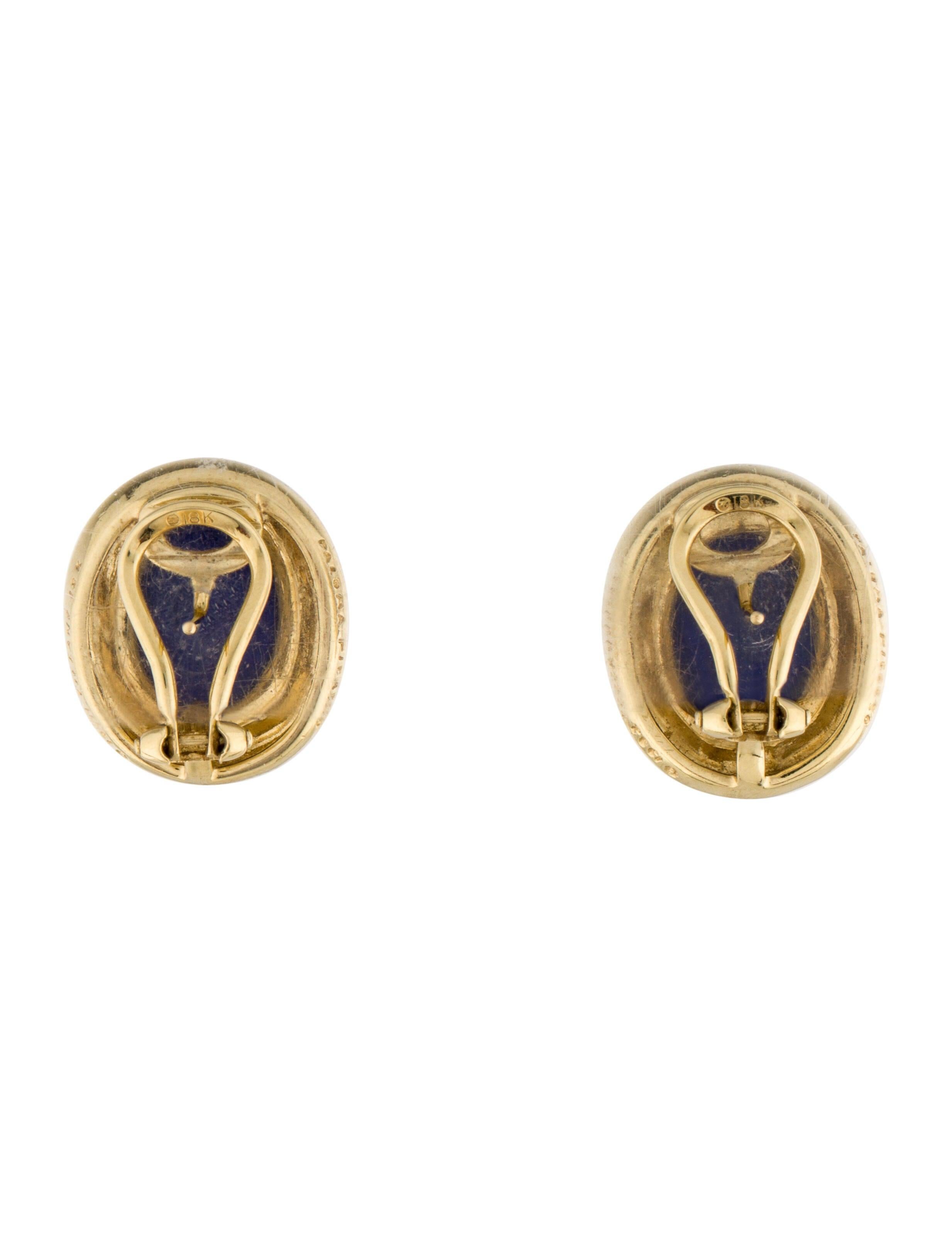 Tiffany & Co. Paloma Picasso 18k Yellow Gold & Lapis Earrings circa 1988 Vintage For Sale 3