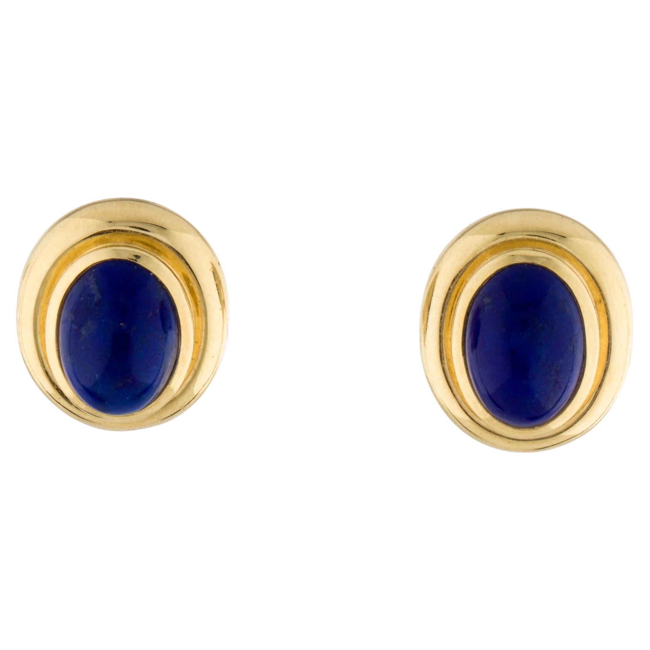 Tiffany & Co. Paloma Picasso 18k Yellow Gold & Lapis Earrings circa 1988 Vintage