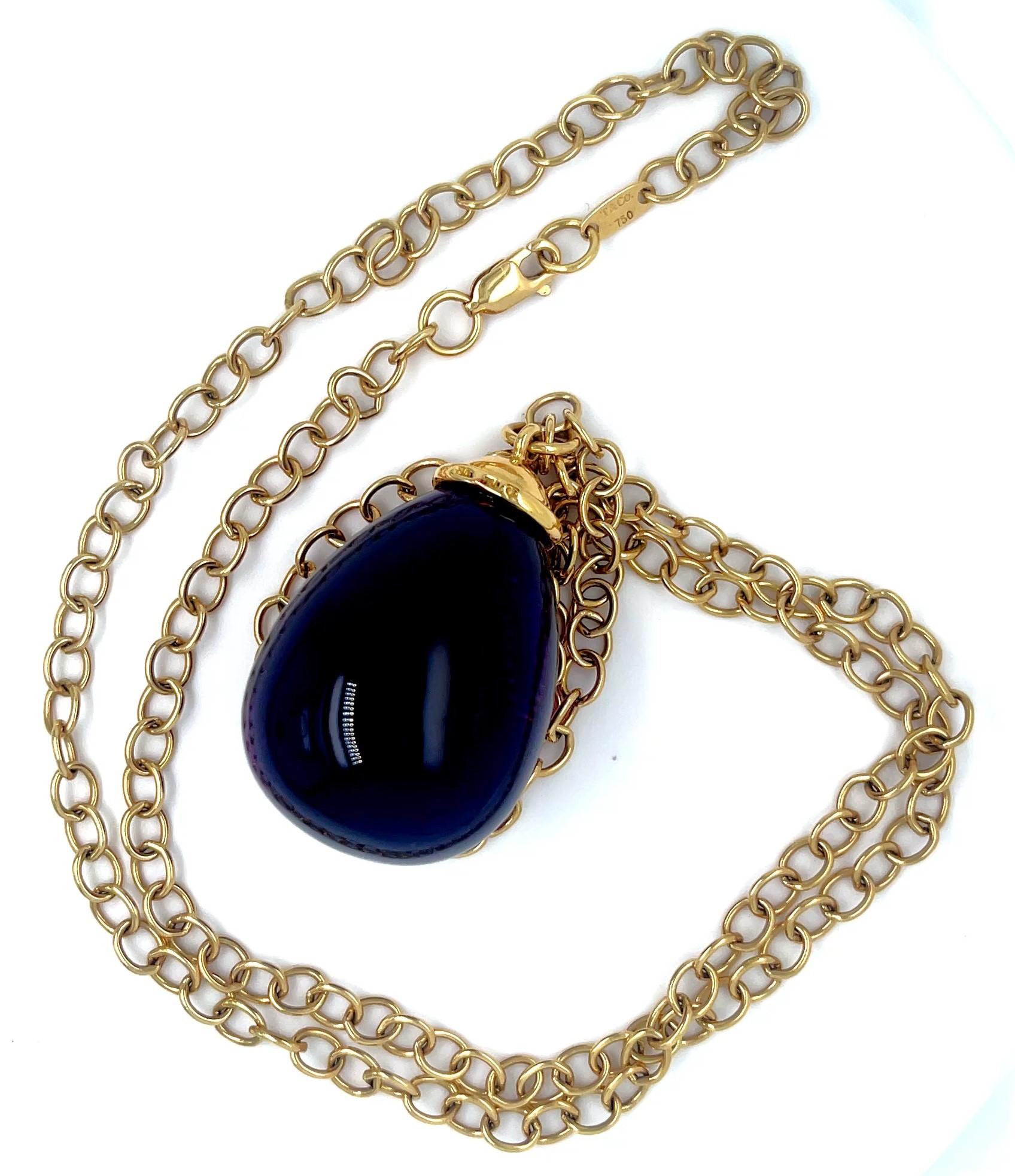 Tiffany & Co. Paloma Picasso 18k Yellow Gold Large Amethyst Drop Pendant 30